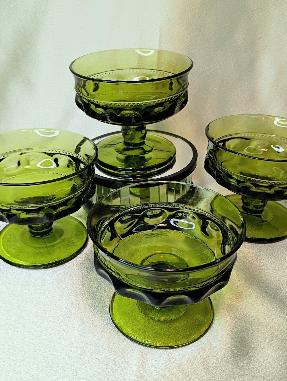 Indiana Glass Kings Crown Thumbprint Dessert/Coupe Glasses